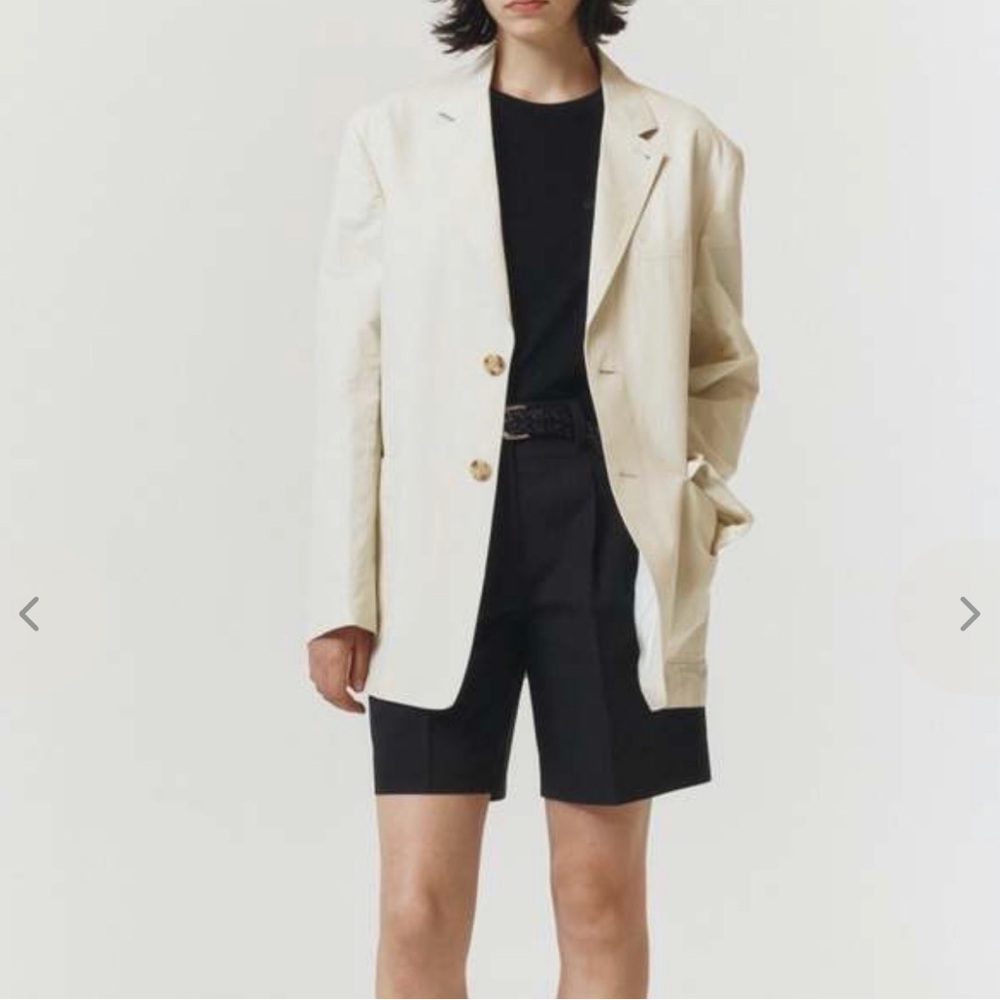 DUNST linen and cotton oversized boyfriend jacket ivory